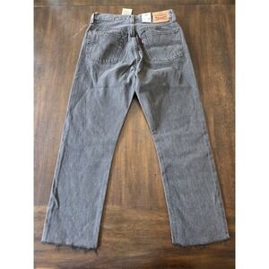NWT Levis 27x26 Original Cropped 501 Distressed Denim Jeans 131197